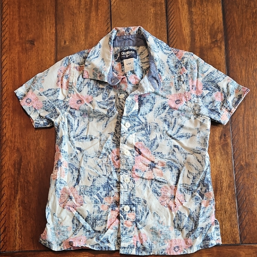 OshKosh B'gosh Kids Floral Button Down Shirt - Blue and Pink